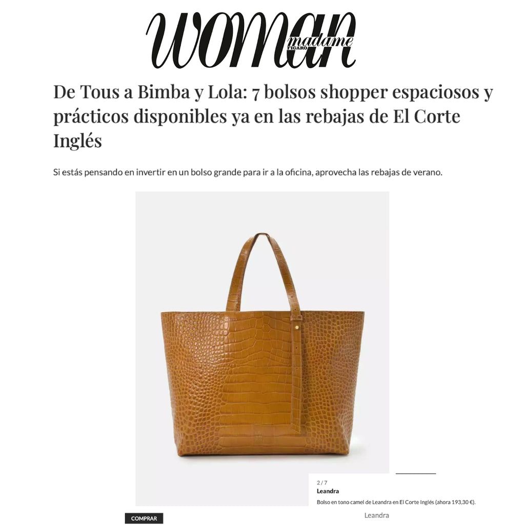 Leandra en Woman entre los 7 bolsos shopper espaciosos y prácticos disponibles ya en las rebajas de El Corte Inglés.