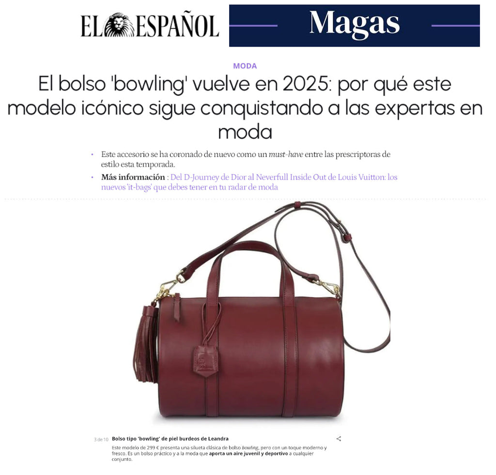 Nuestro bolso burdeos tipo bowling de piel en El Español