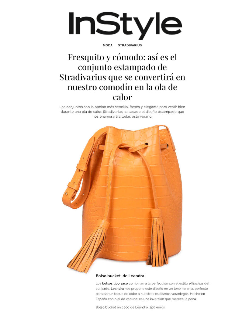 Nuestro bucket bag de piel grabada en coco soft pomelo en In Style