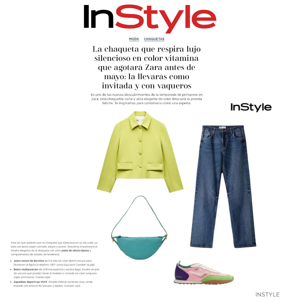  Nuestra bandolera multiposición Leandra en InStyle perfecta para combinar con la chaqueta de lujo silencioso color vitamina de Zara.