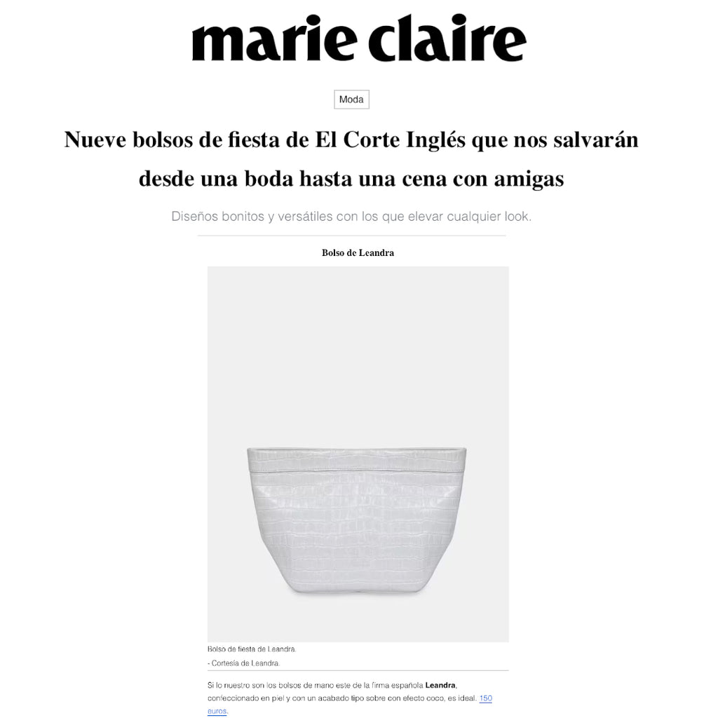 Leandra en Marie Claire España entre los 9 bolsos de fiesta de El Corte Iinglés que nos salvarán desde una boda hasta una cena con amigas.