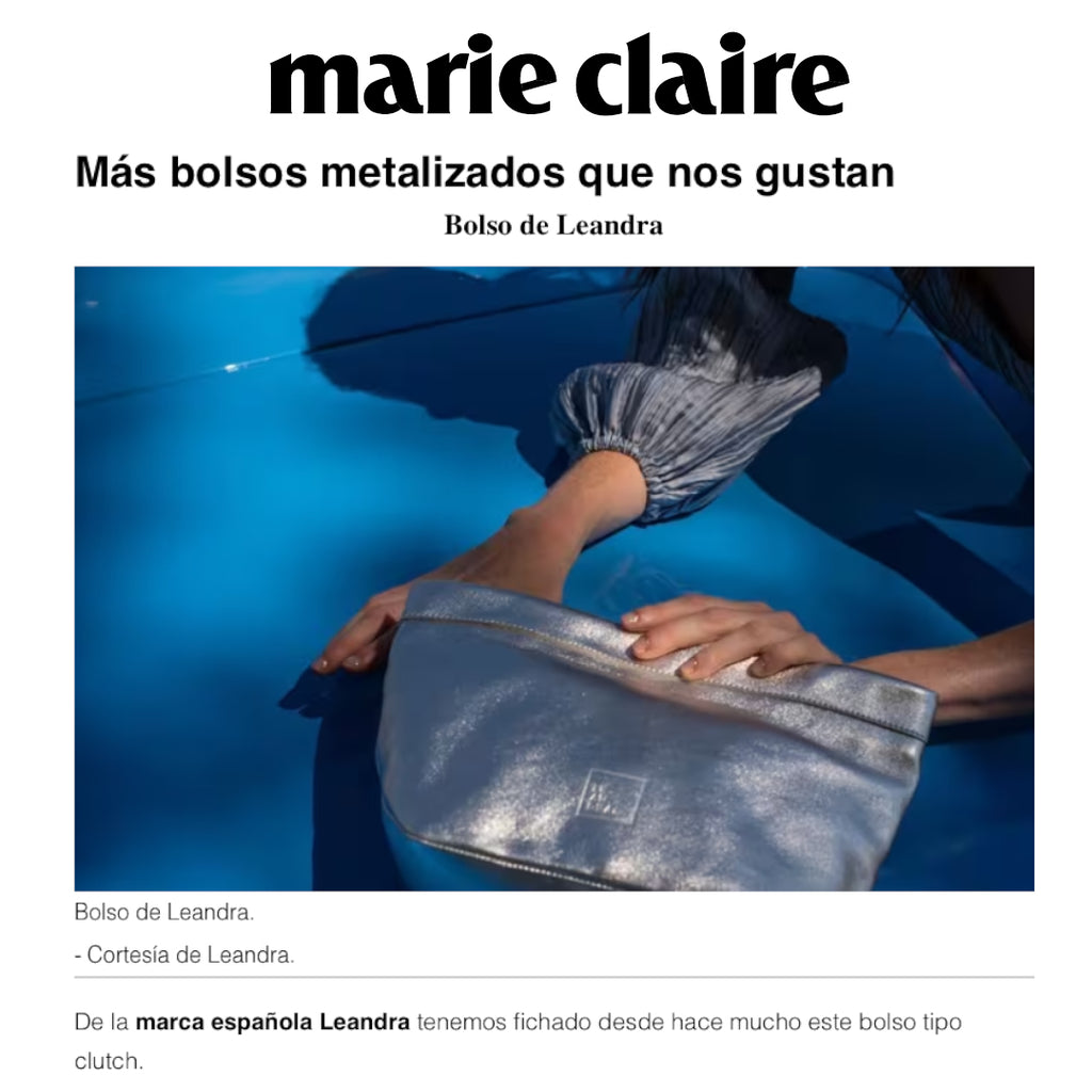 Leandra en Marie Claire entre los bolsos metalizados que nos gustan