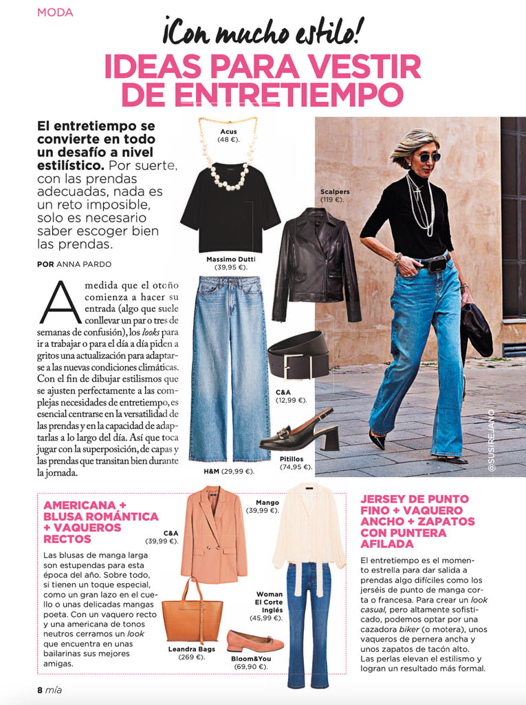 Leandra en el último número de la revista Mia con Tamara Falcó en portada "Ideas para vestir de entretiempo con mucho estilo"