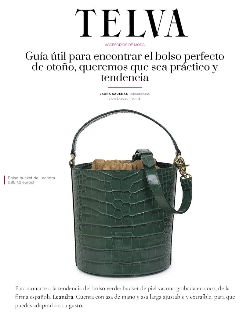 TELVA elige nuestro bucket coco verde: el bolso imprescindible para esta temporada