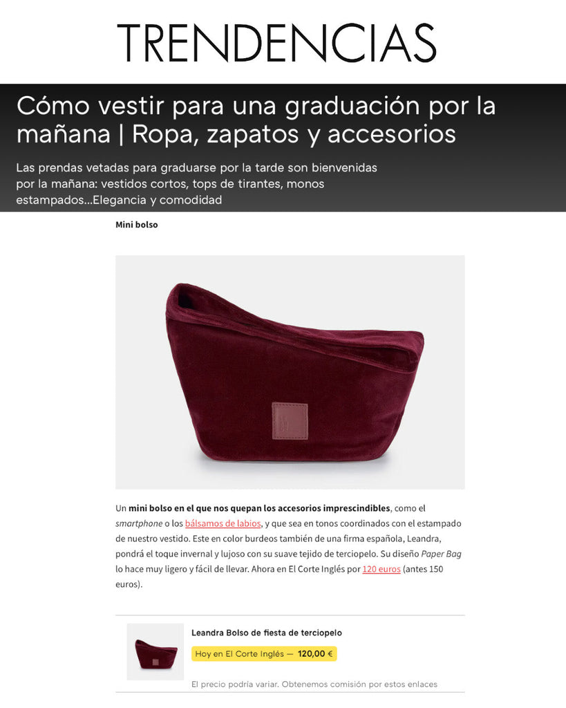El Paper Bag de terciopelo de Leandra, protagonista en las recomendaciones de Trendencias