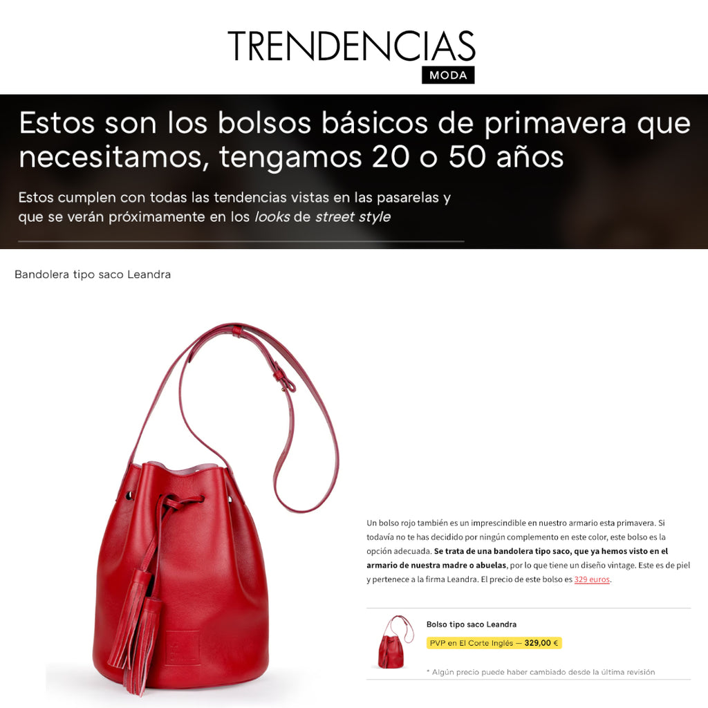 Leandra en Trendencias entre los bolsos básicos de primavera que necesitamos, tengamos 20 o 50 años.