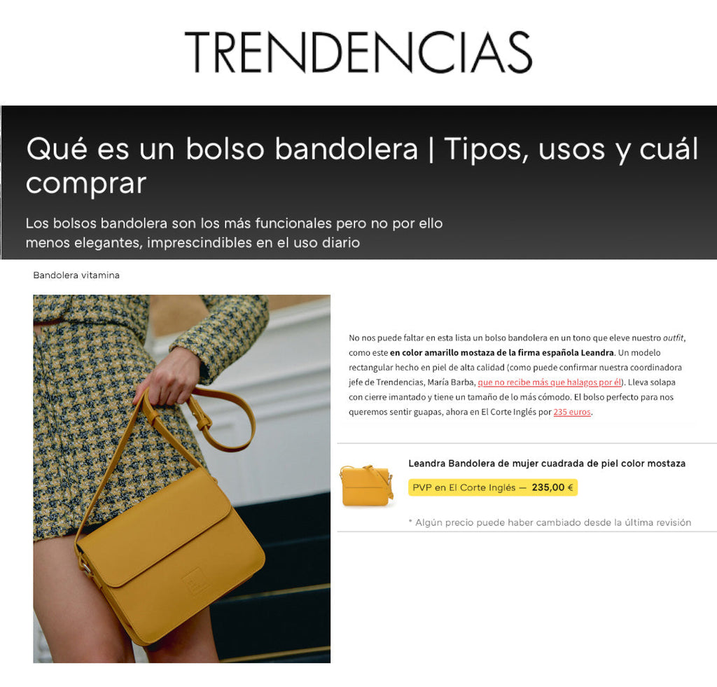 Bolso bandolera mostaza de Leandra , diseño versátil y elegante para usar a diario u oficina este otoño.