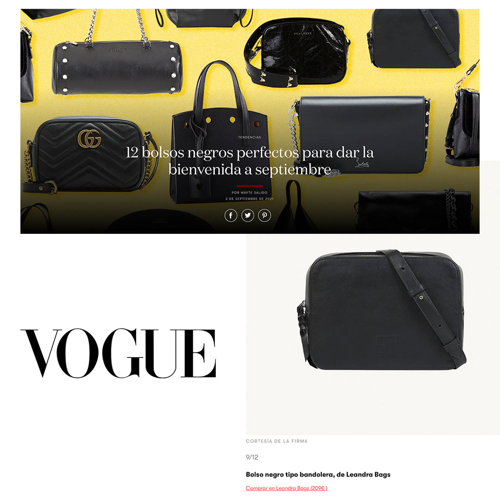 Leandra en Vogue entre los 12 bolsos negros perfectos para dar la bienvenida a Septiembre