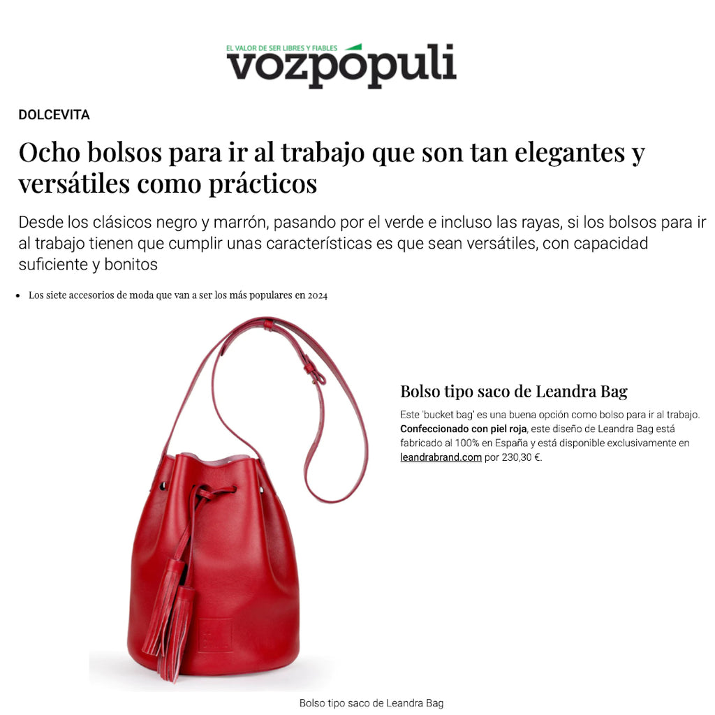 Leandra en Voz Populi entre los 8 bolsos para ir al trabajo