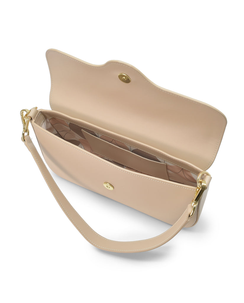 Bolso baguette de piel color beige Leandra imagen interior