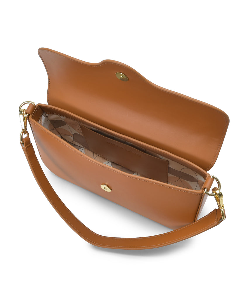 Bolso baguette de piel color camel Leandra imagen interior