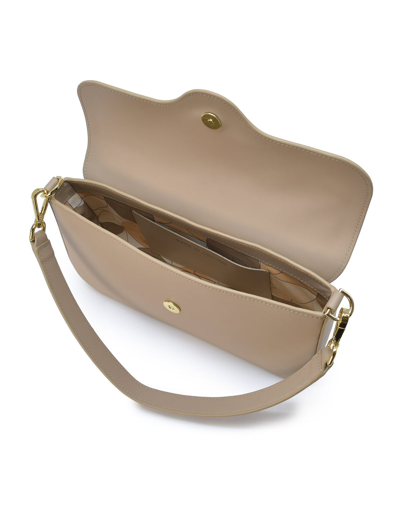 Bolso baguette de piel color taupe Leandra imagen interior