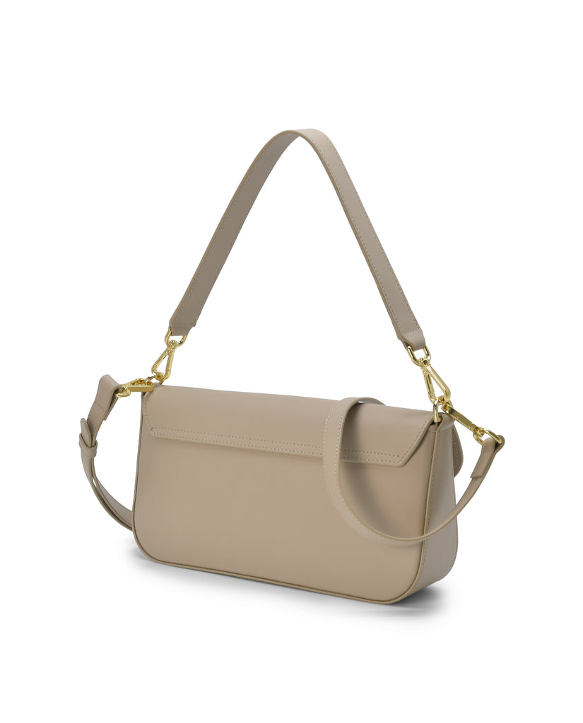 Bolso baguette de piel color taupé Leandra imagen trasera.
