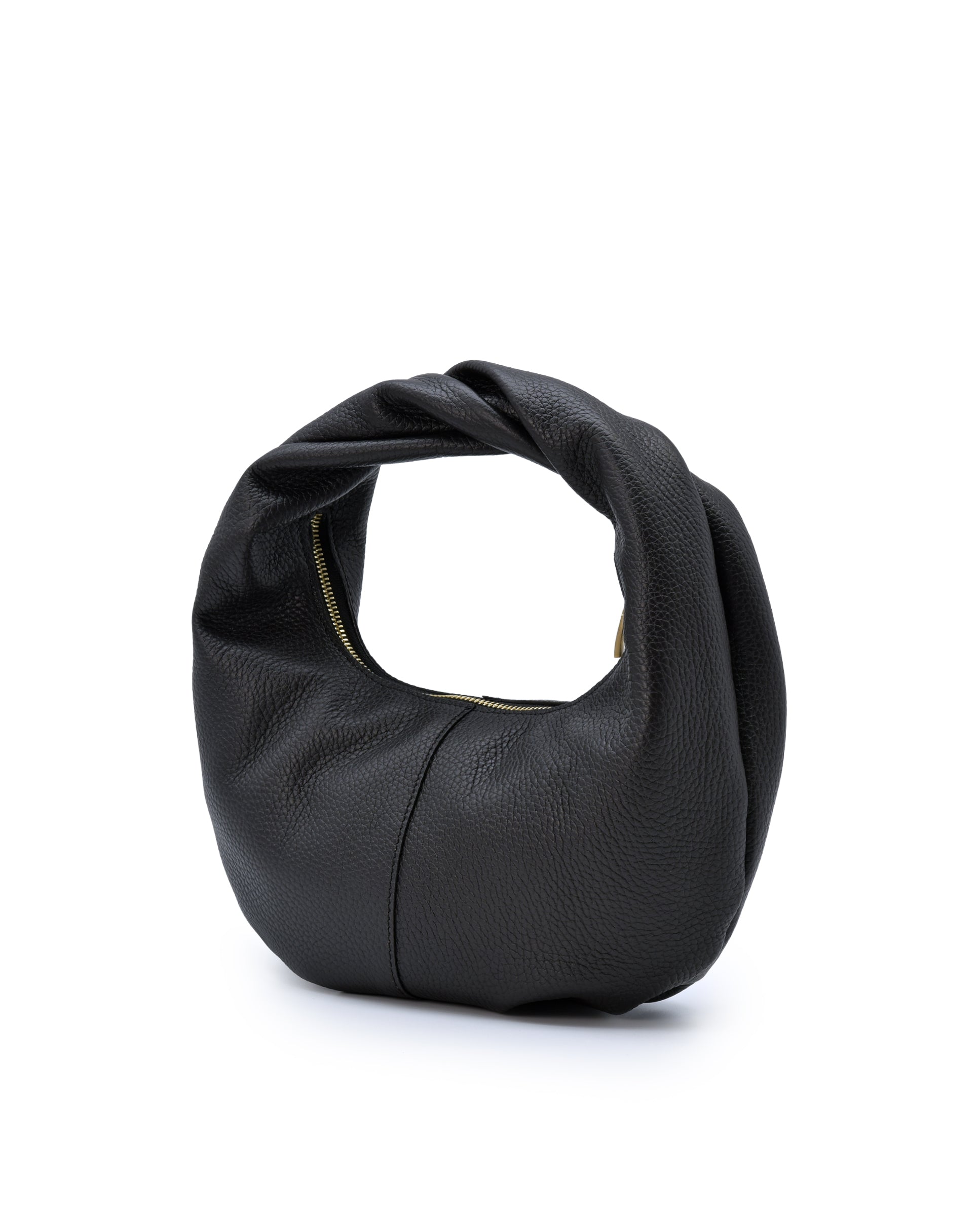 Leandra black leather mini hobo handbag