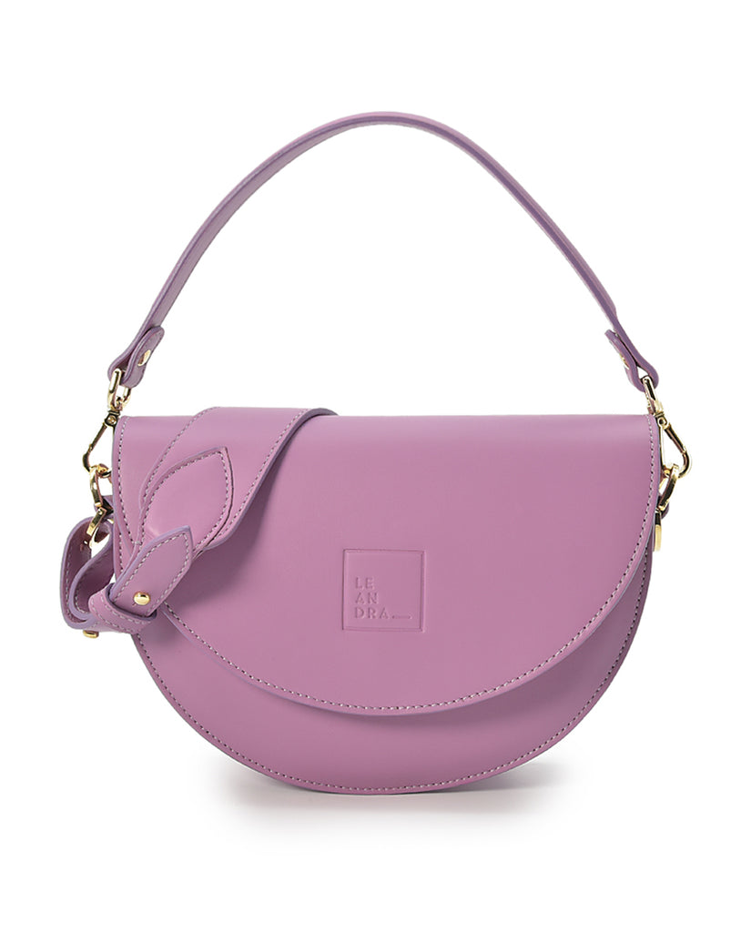 Saddle bag de piel color malva Leandra