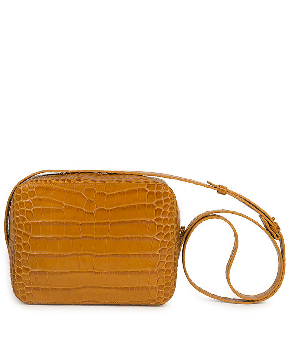 Crossbody caramel piel vacuno grabado coco Leandra | Bolso de piel fabricada en España Leandra.