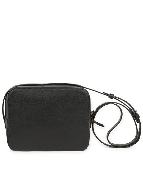 Bolso tipo bandolera negra de piel Leandra. Bolso tipo crossbody negro de piel made in Spain Leandra