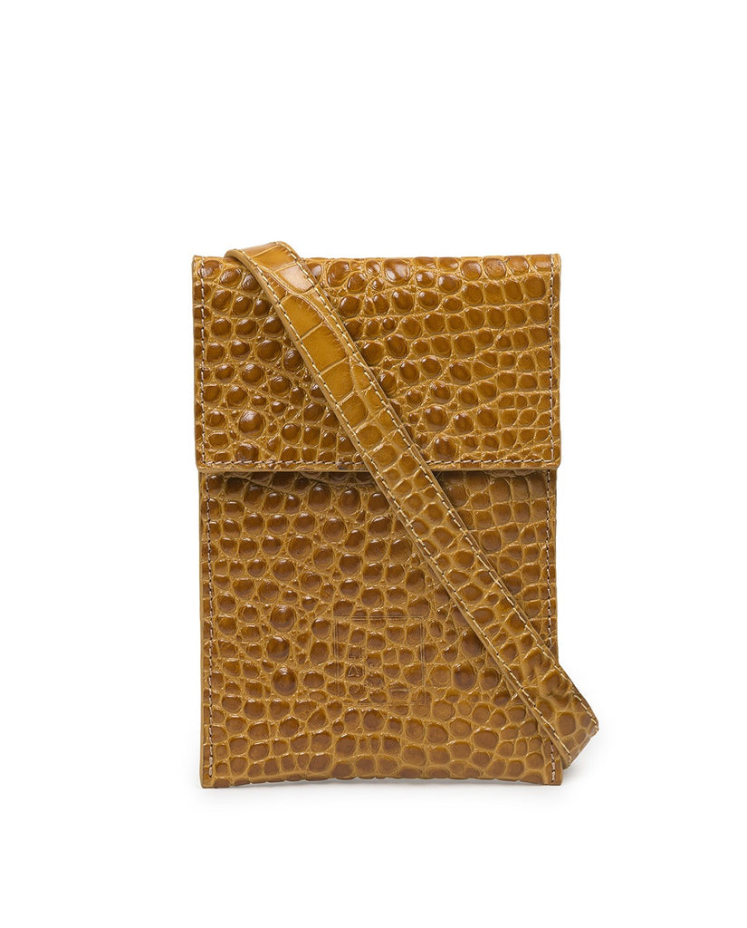 Bolso mini bandolera piel vacuno grabado coco caramel Leandra
