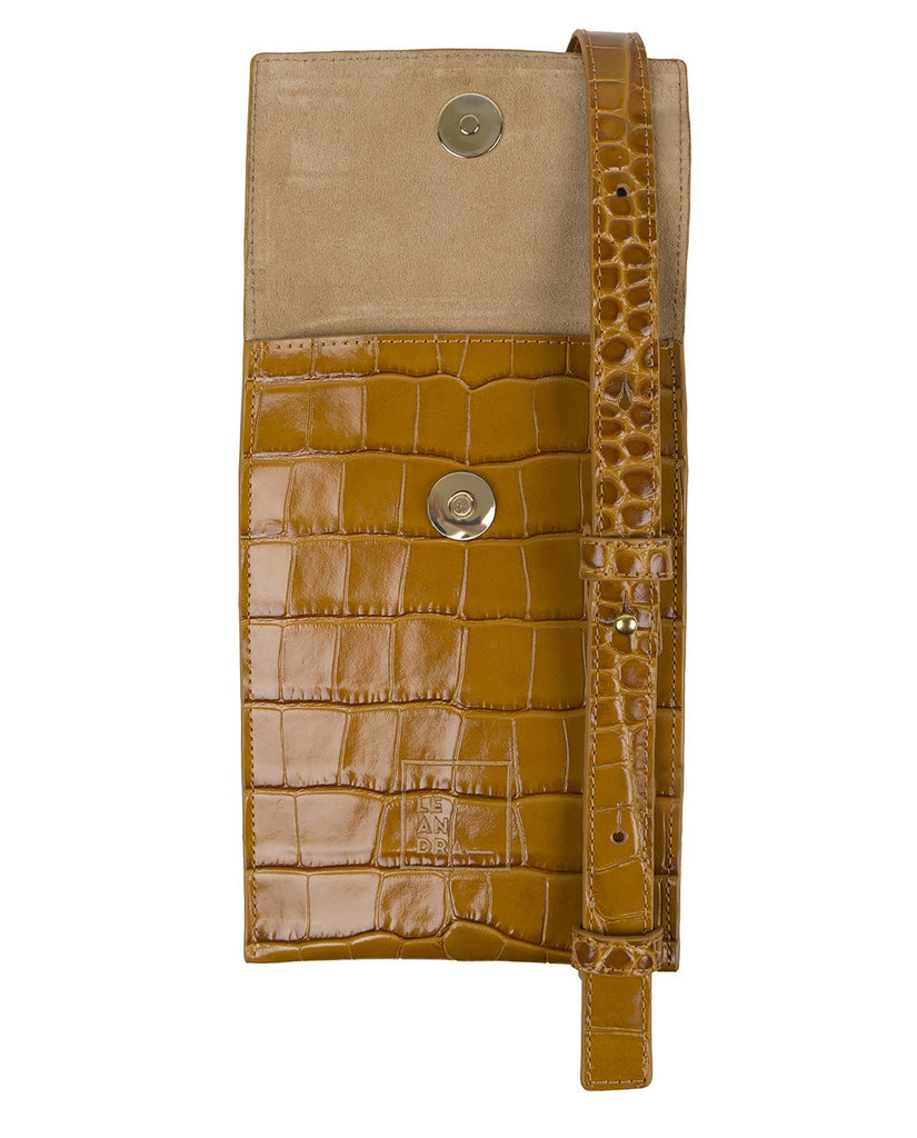 Mini bolso piel vacuno grabado coco caramel Leandra