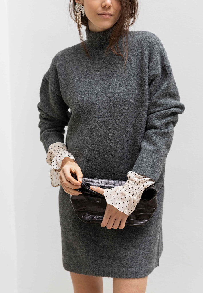 Bolso de mano de mujer de piel grabada en coco negro Leandra. Bolsos piel Made in Spain Leandra.