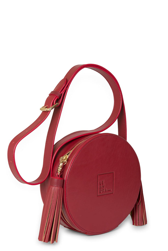 Circle Bag rojo oscuro de piel Leandra - Leandra