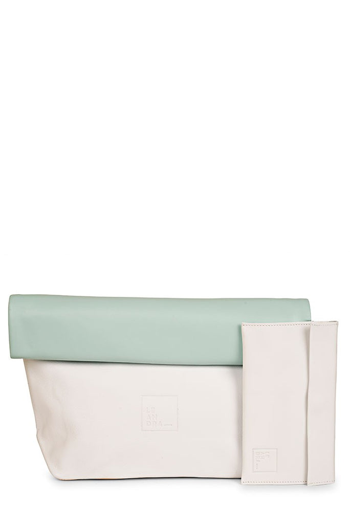 Paper Bag piel verde agua Leandra - Leandra