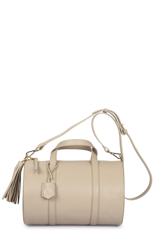 Bolso tipo bowling de piel nude Leandra. Bolsos de piel made in Spain Leandra