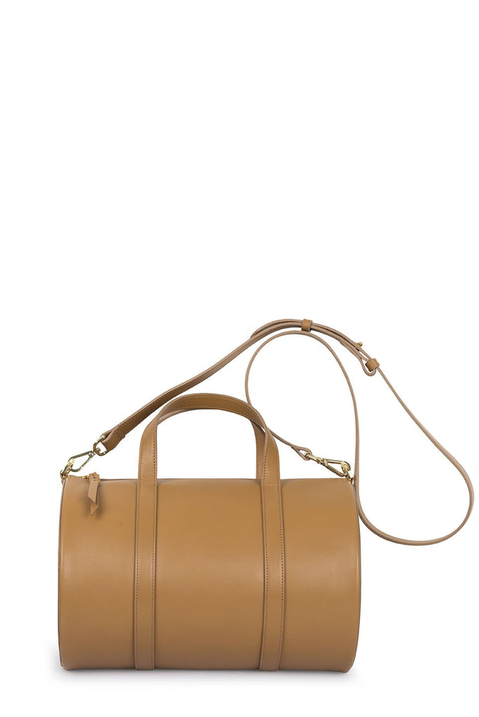 Bolso bowling de piel toffee Leandra. Bolso de piel de mujer Leandra