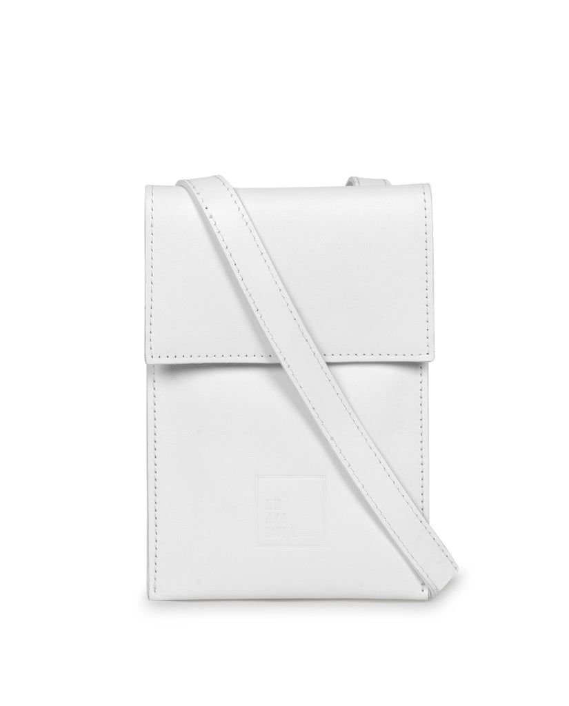 Bolso mini bandolera blanco de piel multiposición Leandra Bolso de piel Made in Spain Leandra