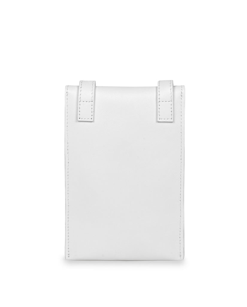 Bolso mini bandolera blanco de piel multiposición Leandra.  Bolso piel Leandra