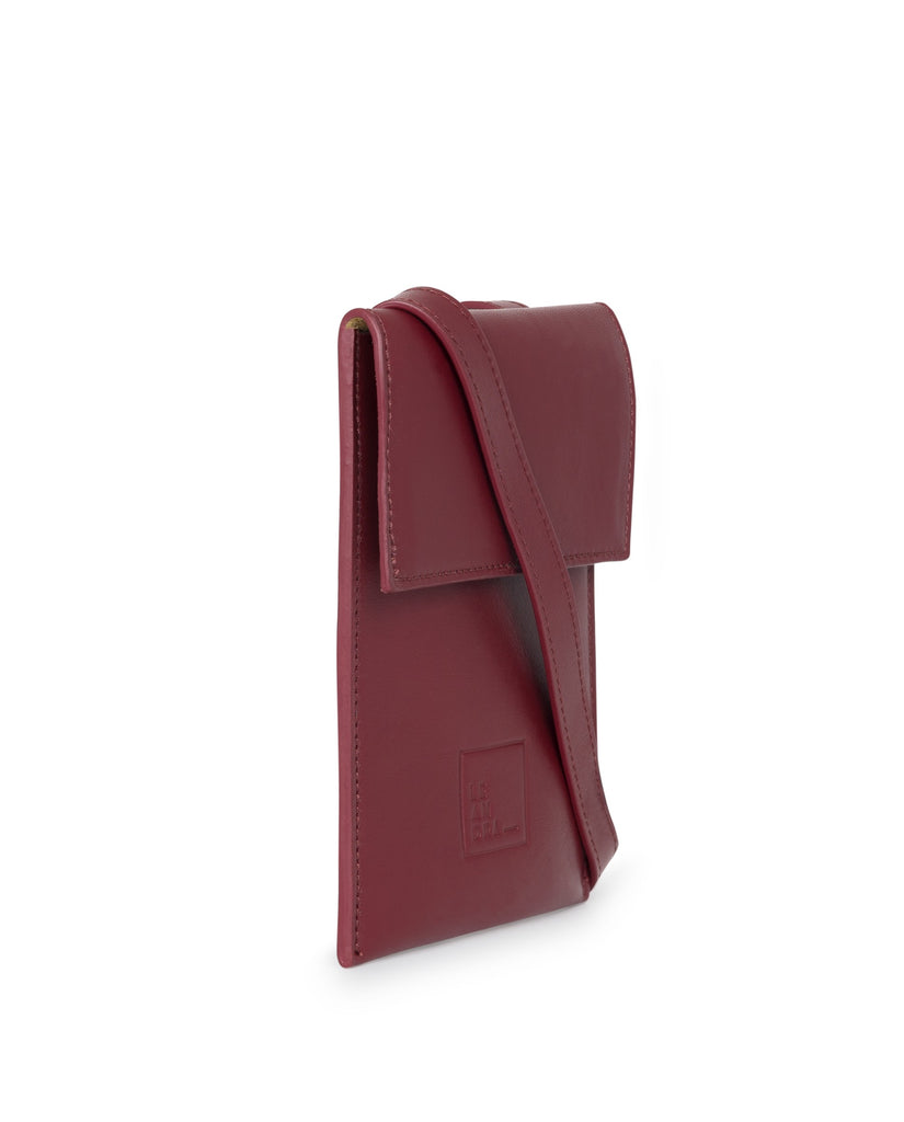 Mini bag burgundy Leandra. Bolso mini de piel Made in Spain Leandra