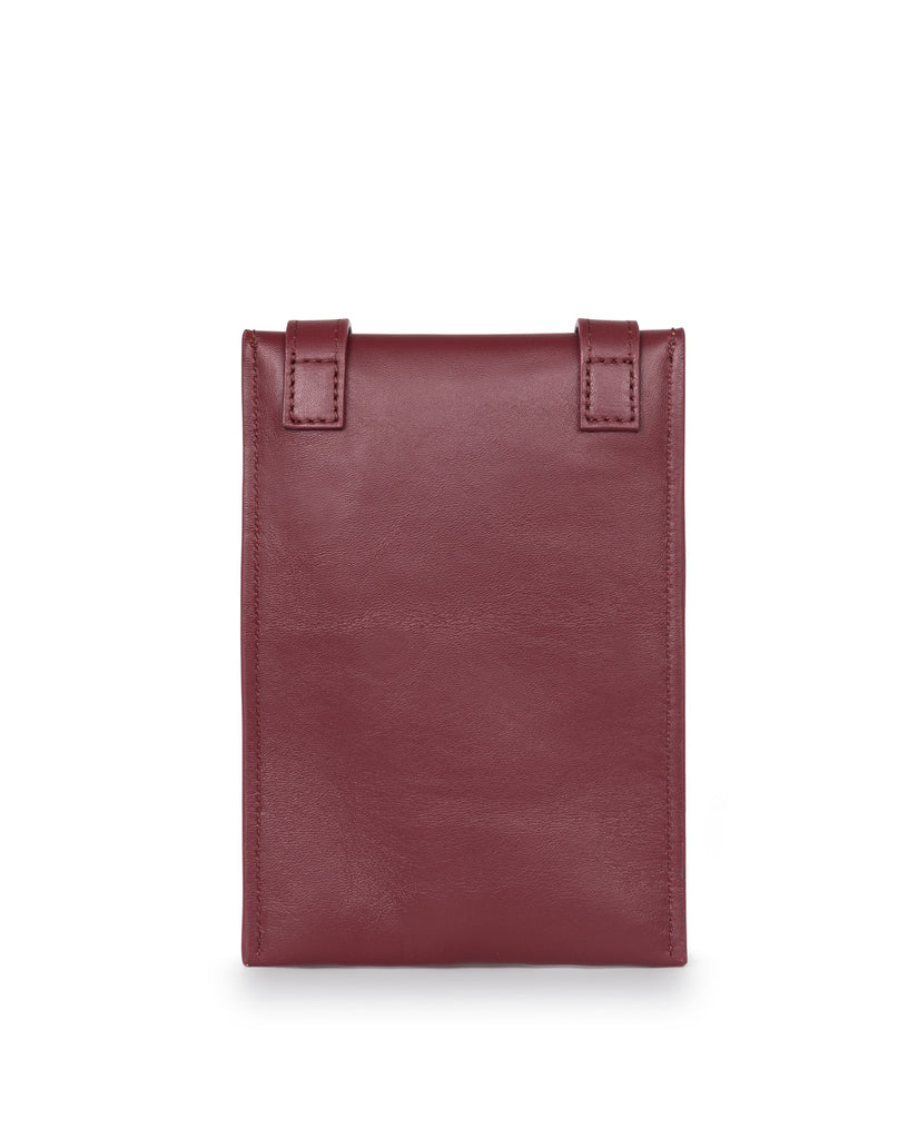 Bolso mini bandolera burgundy Leandra. Bolso de piel mini Made in Spain Leandra