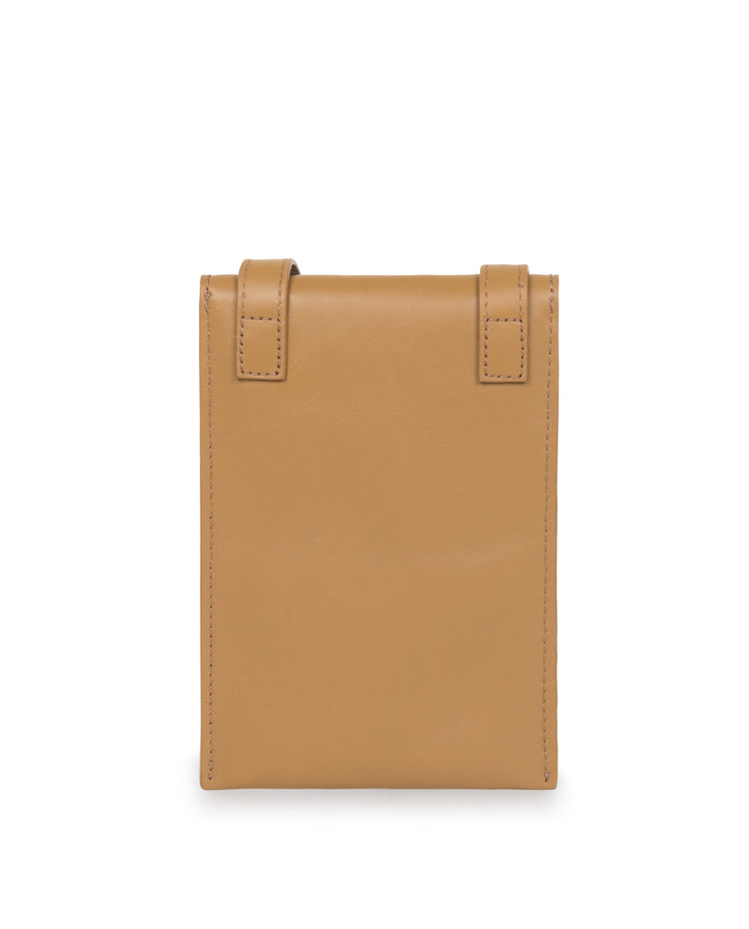 Bolso mini bandolera multiposición de piel camel Leandra. Bolso de piel Leandra