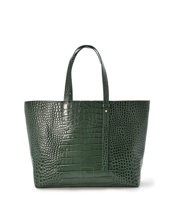 Imagen frontal de Bolso de piel grabada en coco verde tipo shopper  bag made in Ubrique Leandra.