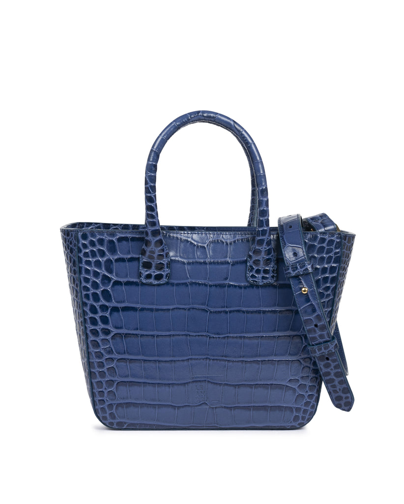 Imagen frontal de bolso de piel grabada en coco de mujer tipo trapecio Leandra 