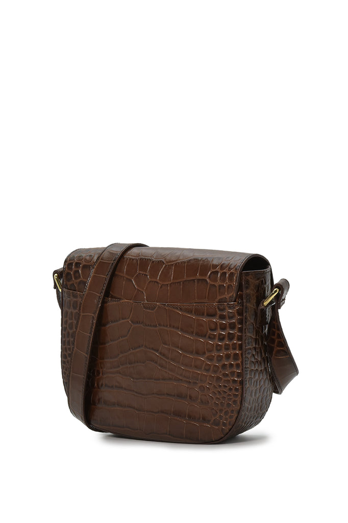 Bandolera de piel grabada en coco fabricada en Ubrique Leandra