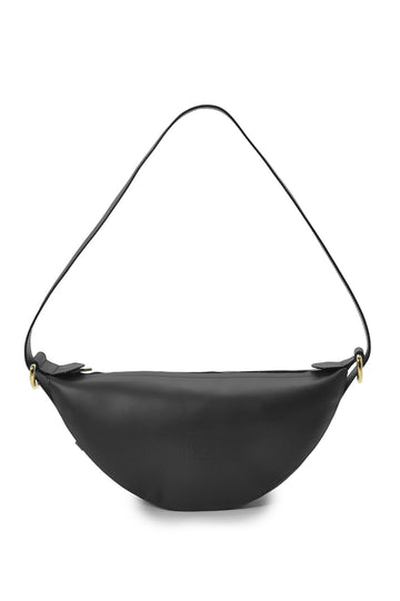 Bandolera media luna multiposición color negro Leandra Made in Spain