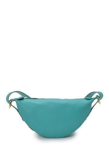 Bandolera media luna multiposición color verde turquesa Leandra