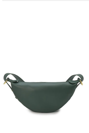 Bandolera media luna multiposición color verde oscuro Leandra